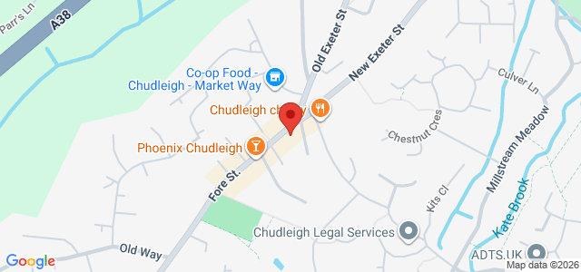 Map showing Rominoss Pizza in Chudleigh